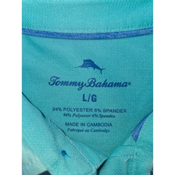 Tommy Bahama Mens Polo Shirt Turquoise Large - Picture 5 of 7
